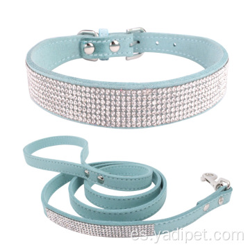 collar de perro de mascota suave de diamante de lujo a juego